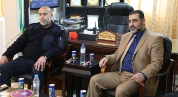 مدير شرطة محافظة غزة العميد/ جمال الديب، ومدراء المراكز الشرطية في المحافظة وقيادتها، في استقبال النائب العام المستشار/ ضياء الدين المدهون