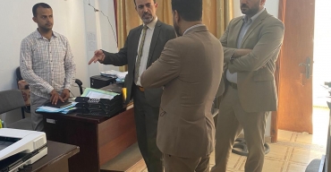 رئيس نيابة تنفيذ الأحكام  يناقش مع رؤساء النيابة آليات النهوض  بأرشفة الملفات الجزائية الكترونياً