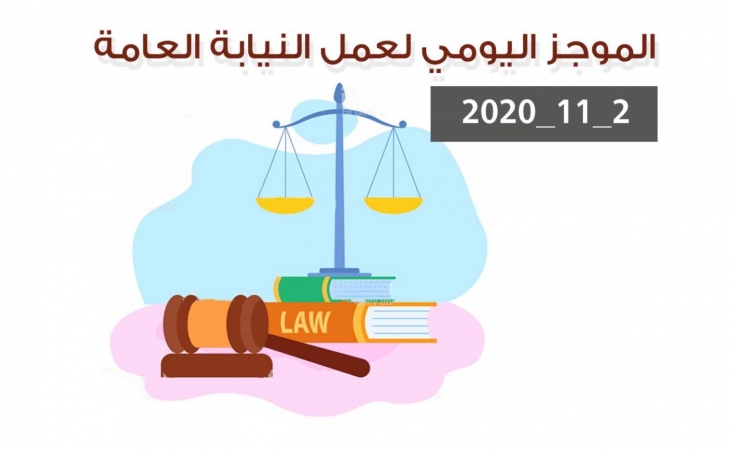 الموجز اليومي لإجراءات النيابة العامة لتحقيق الأمن والاستقرار المجتمعي2/11/20202