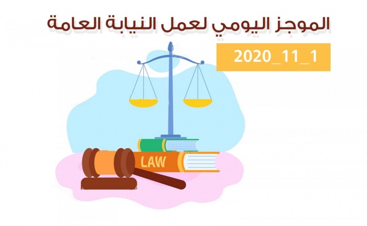 الموجز اليومي لإجراءات النيابة العامة لتحقيق الأمن والاستقرار المجتمعي1/11/20202