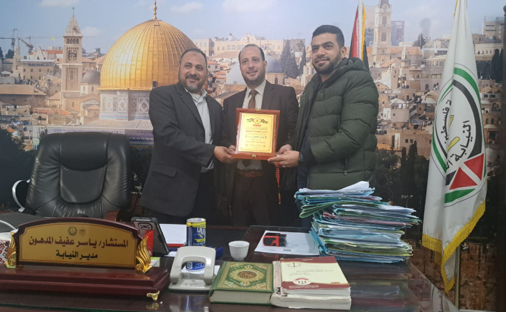 مدير نيابة الوسطى الجزئية يستقبل دائرة المنظمات الشعبية لحركة الجهاد الإسلامي في فلسطين