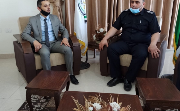 مدير نيابة غزة الأولي يناقش مع مدير شرطة الشجاعية تعزيز سيادة القانون ومكافحة الجريمة