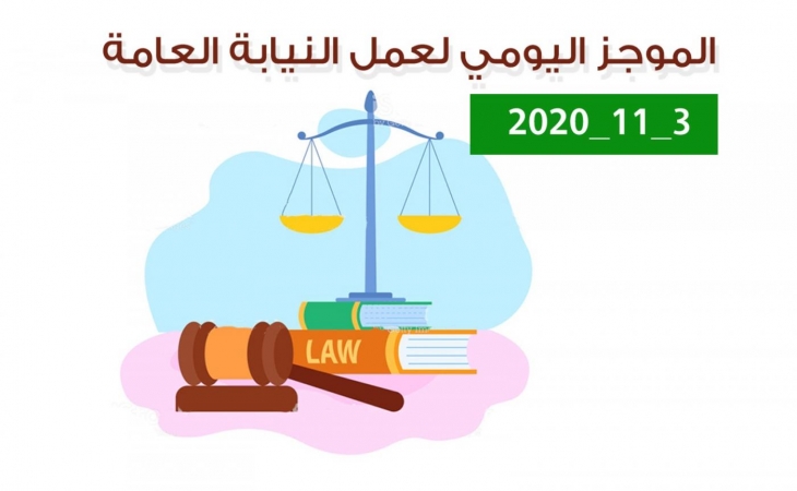 الموجز اليومي لإجراءات النيابة العامة لتحقيق الأمن والاستقرار المجتمعي3/11/20202