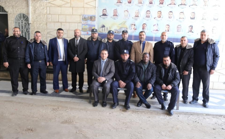مدير شرطة محافظة غزة العميد/ جمال الديب، ومدراء المراكز الشرطية في المحافظة وقيادتها، في استقبال النائب العام المستشار/ ضياء الدين المدهون